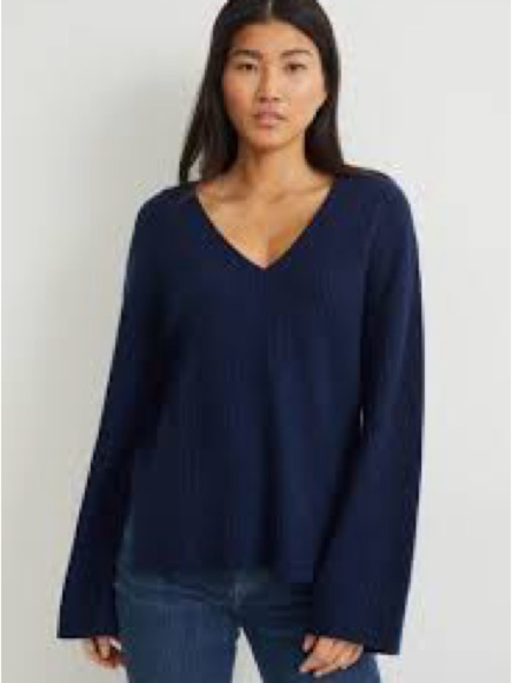 J. Crew Navy cashmere V-Neck Ribbed Knit Sweater